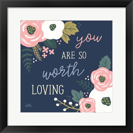 Framed Wildflower Daydreams VII Navy Loving Print