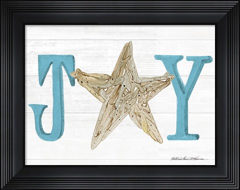 Framed Coastal Holiday Ornament X Joy Print