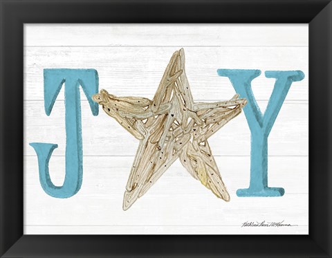 Framed Coastal Holiday Ornament X Joy Print