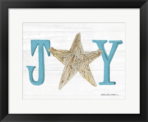 Framed Coastal Holiday Ornament X Joy Print