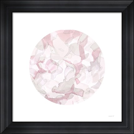 Framed Leafy Abstract Circle II Blush Gray Print