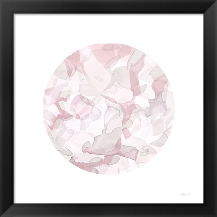 Framed Leafy Abstract Circle II Blush Gray Print