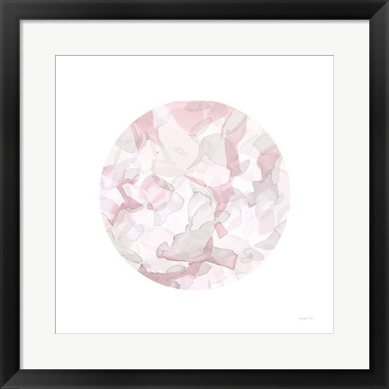 Framed Leafy Abstract Circle II Blush Gray Print