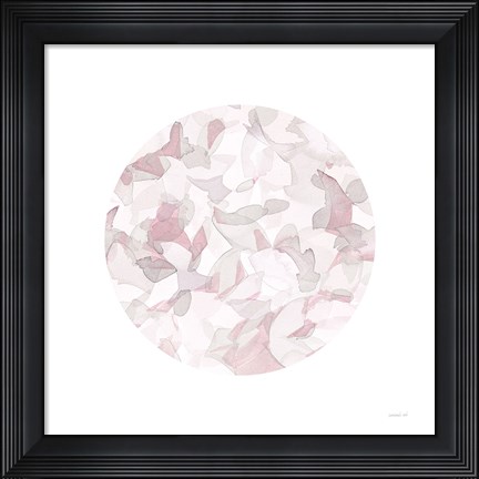 Framed Leafy Abstract Circle I Blush Gray Print