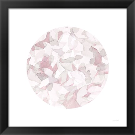 Framed Leafy Abstract Circle I Blush Gray Print