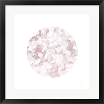 Framed Leafy Abstract Circle I Blush Gray Print