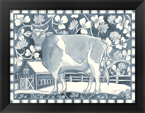 Framed Farm Life II Stripe Border Print