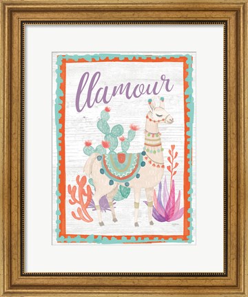 Framed Lovely Llamas II Llamour Print