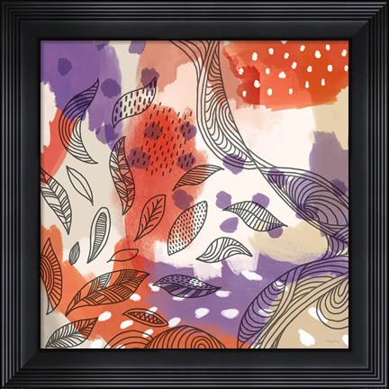 Framed Bright Life III Red Yellow Line Crop Print