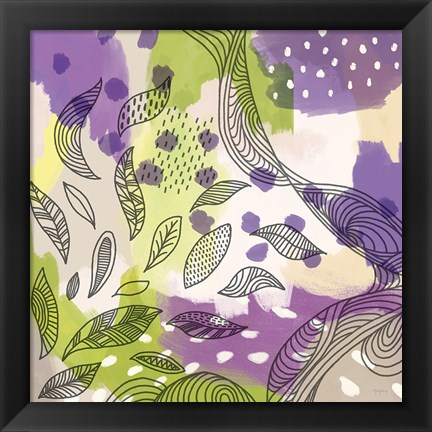 Framed Bright Life III Purple Yellow Line Crop Print