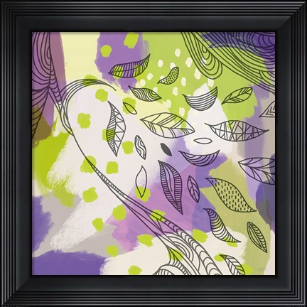Framed Bright Life II Purple Yellow Line Crop Print