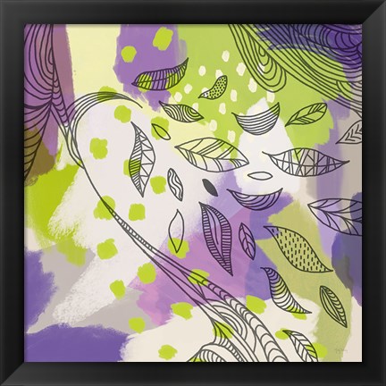 Framed Bright Life II Purple Yellow Line Crop Print