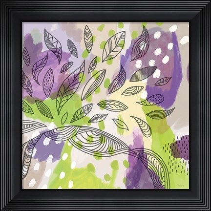 Framed Bright Life I Purple Yellow Line Crop Print