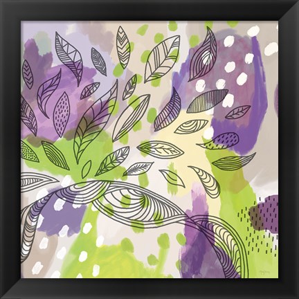 Framed Bright Life I Purple Yellow Line Crop Print