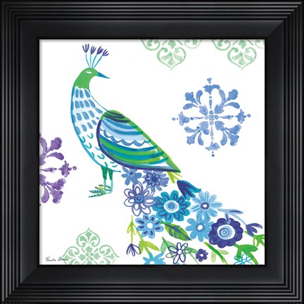 Framed Jewel Peacocks IV Print