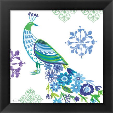 Framed Jewel Peacocks IV Print