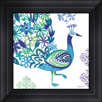 Framed Jewel Peacocks III Print