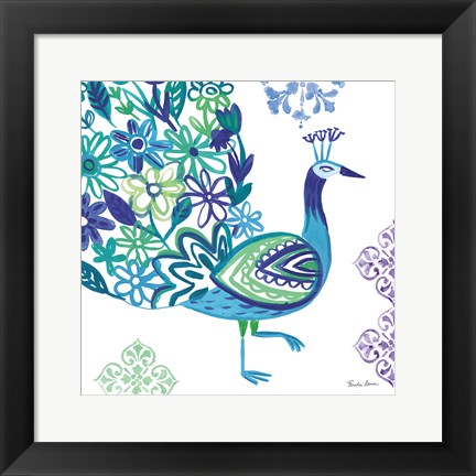 Framed Jewel Peacocks III Print