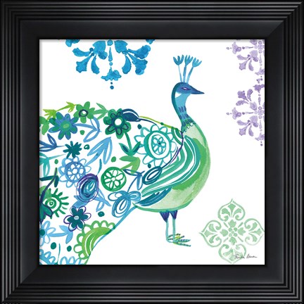 Framed Jewel Peacocks II Print
