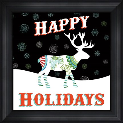 Framed Mod Holiday on Black I Print