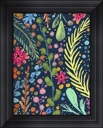 Framed Les Prairies Navy Print