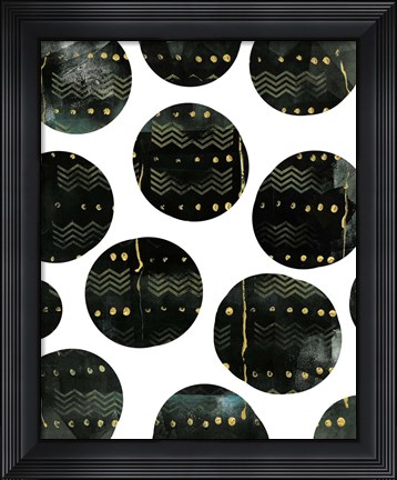 Framed Black and Gold Circles Print