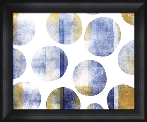 Framed Blue and Gold Circles Print