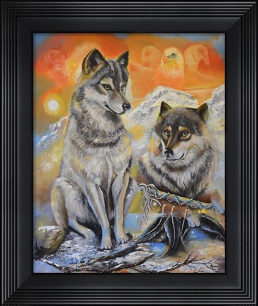 Framed Peace Wolves Print