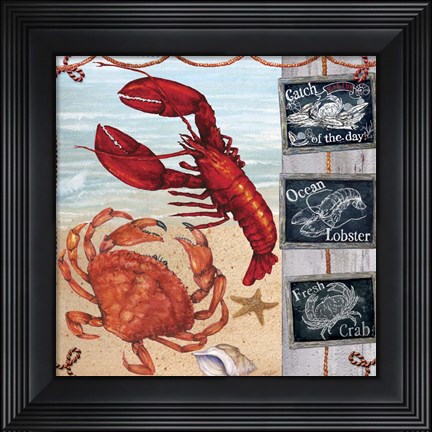 Framed Beach Scene Blackboards Print