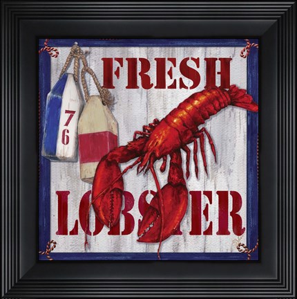 Framed Fresh Lobster Sign 2 Print