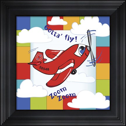 Framed Gotta&#39; Fly Happy Plane Block Print