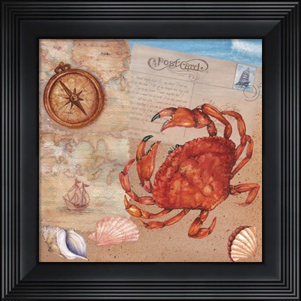 Framed Map-Beach Postcard Print