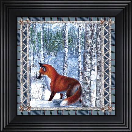 Framed Birch Frame Plaid Fox Print