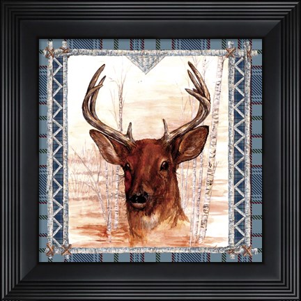 Framed Birch Frame Plaid- Deer Print
