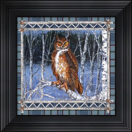 Framed Birch Frame Plaid-Owl Print