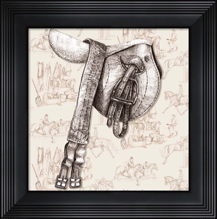 Framed English Saddle Toile Background Print