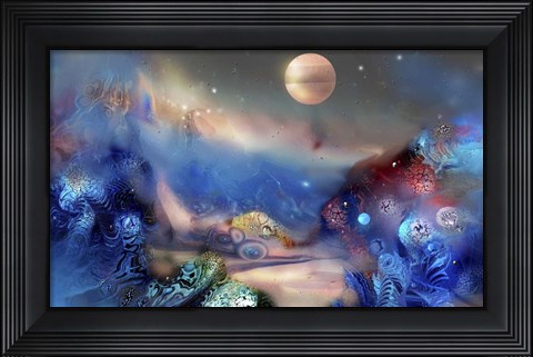 Framed Alien World Orange Moon Print