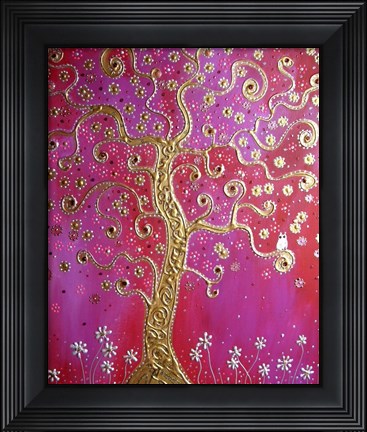 Framed Golden Tree Of Happiness Print