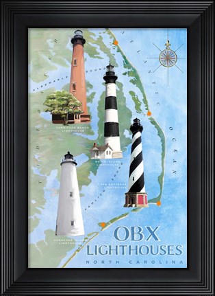 Framed OBX Lighthouses Print