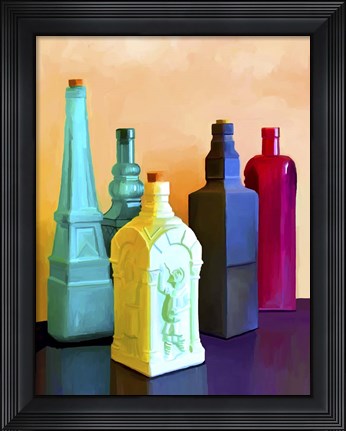 Framed Color Bottles Print