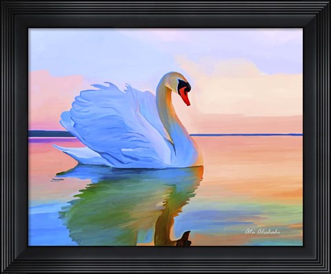 Framed White Swan Print