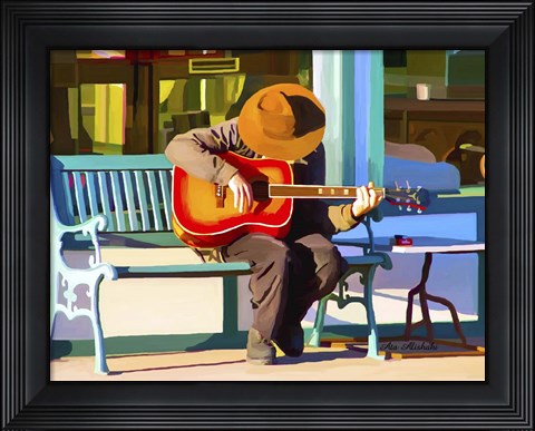 Framed Play His Guitar Print