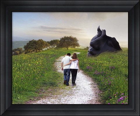 Framed Lovers Walk Print