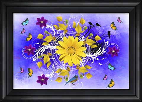 Framed Flowers Design 1 Print