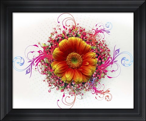 Framed Flowers Design 2 Print