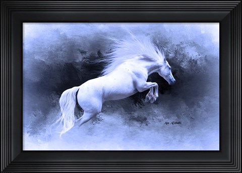 Framed White Horse Print