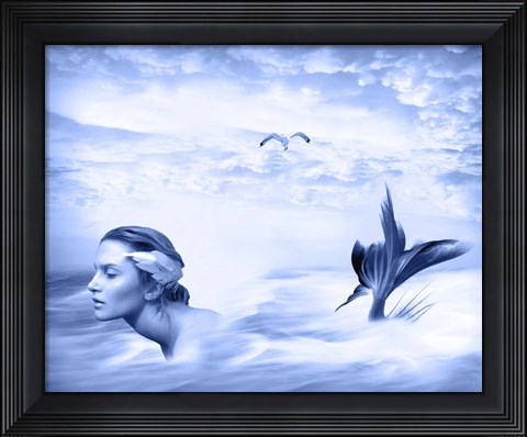 Framed Lone Mermaid Print