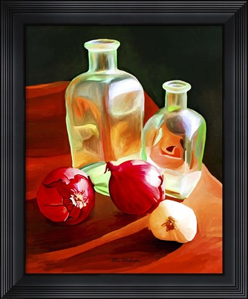 Framed Bottles And Onion Print