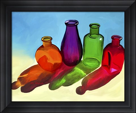 Framed Colorful Bottles Print