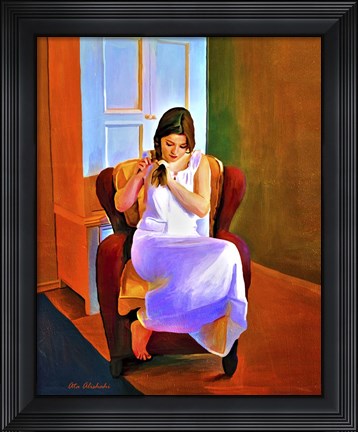 Framed Lady Sitting On A Chair Print